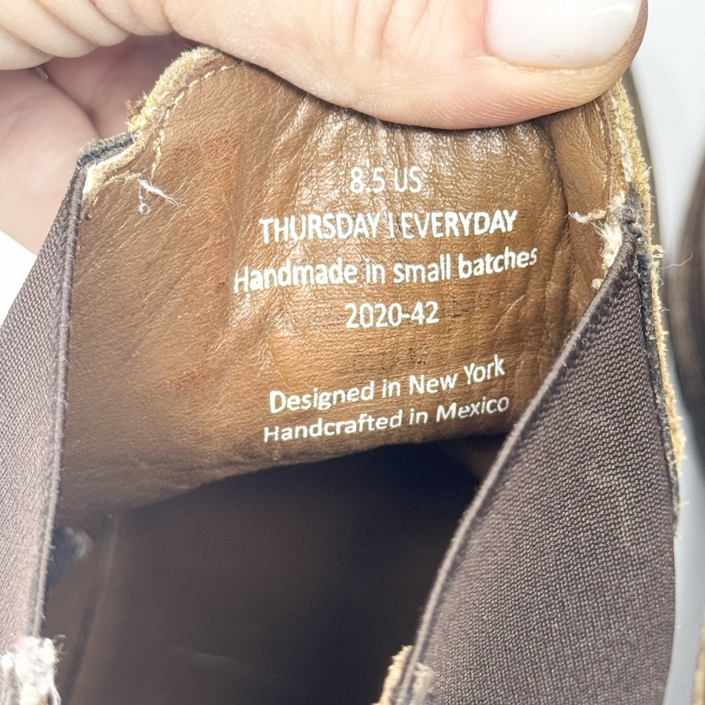 Thursday Boots Womens Chelsea Boot 8.5 Knockout Matte Leather Brown Chunky Block - Picture 9 of 10